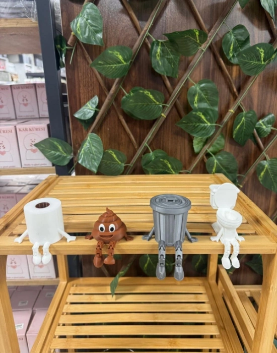 Klozet Model Sevimli Oturan Biblo Figürler Dekoratif Banyo Seti