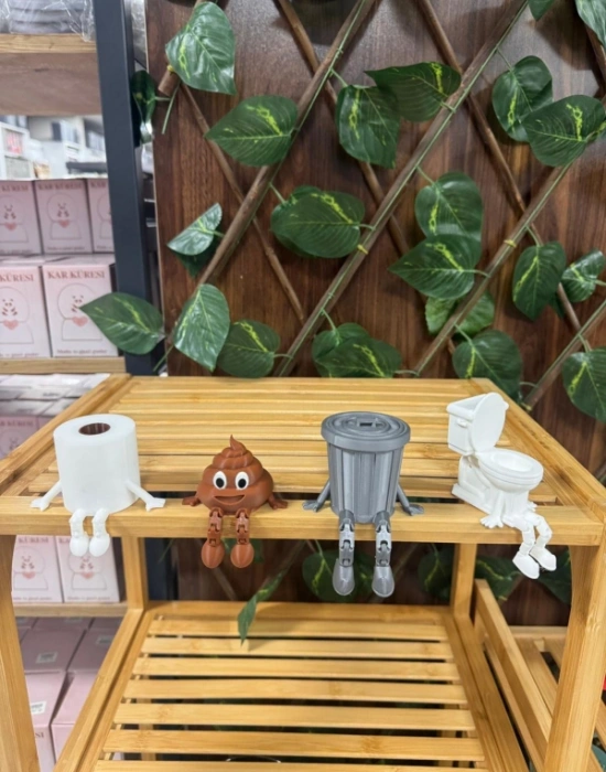 Klozet Model Sevimli Oturan Biblo Figürler Dekoratif Banyo Seti