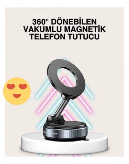 D. 360 Derece Dönebilen Vakumlu Magnetik Telefon Tutucu