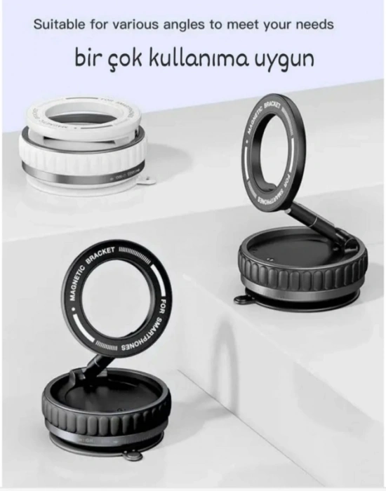 D. 360 Derece Dönebilen Vakumlu Magnetik Telefon Tutucu