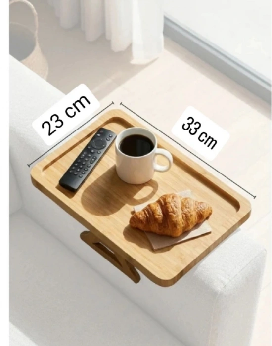 D. Bambu Koltuk Kenarı Tepsisi Ayaklı Dikdörtgen 23 x 33 cm