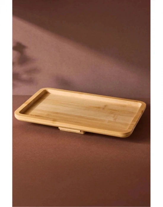 D. Bambu Koltuk Kenarı Tepsisi Ayaklı Dikdörtgen 23 x 33 cm