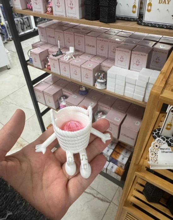 Örgü Kovası Yumak Sevimli Mini Kahve Ev Köşesi Obje Biblo