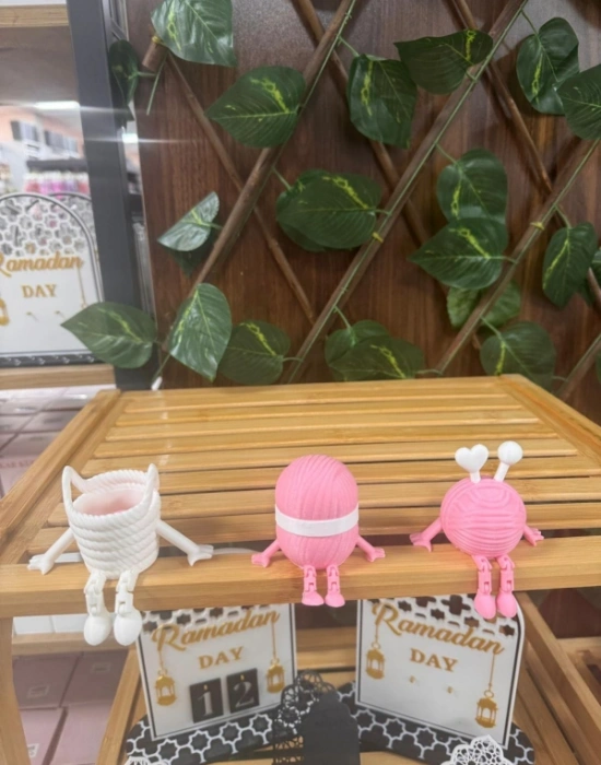 Düz Yumak Örgü Sevimli Mini Kahve Ev Köşesi Obje Biblo