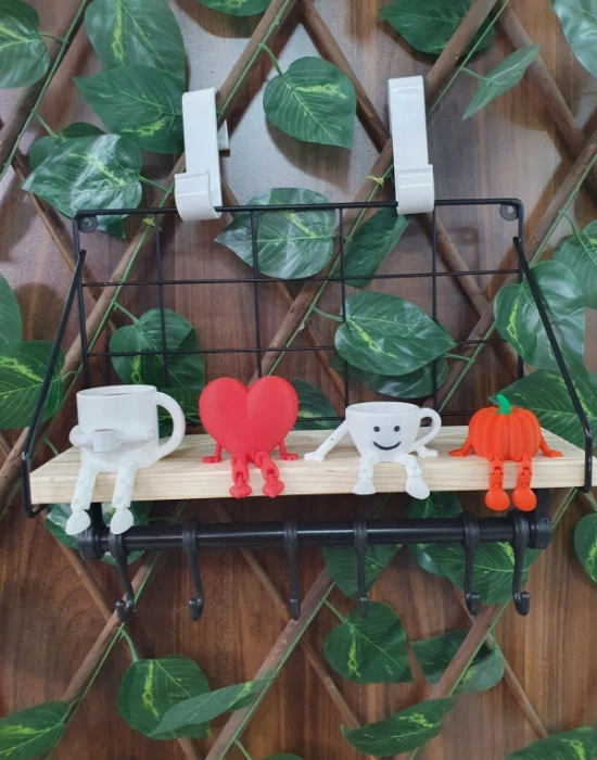 Ahşap Raflı Metal Fincan Askısı 6Lı