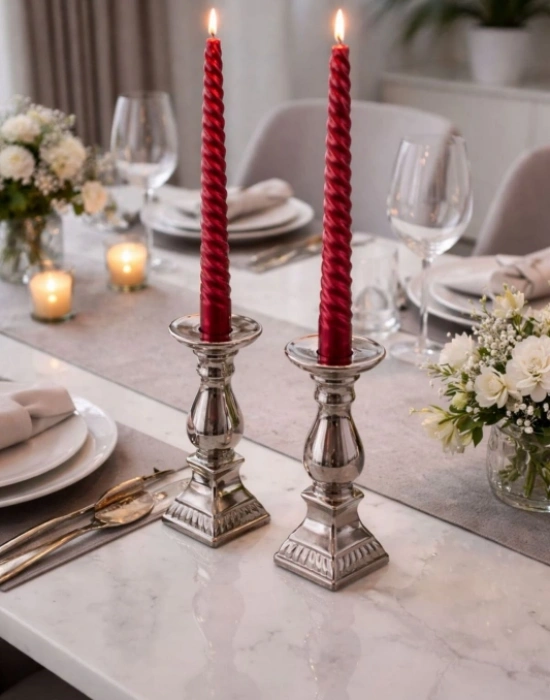 2Li 26 Cm Yaldızlı Burgulu Şamdan Mum