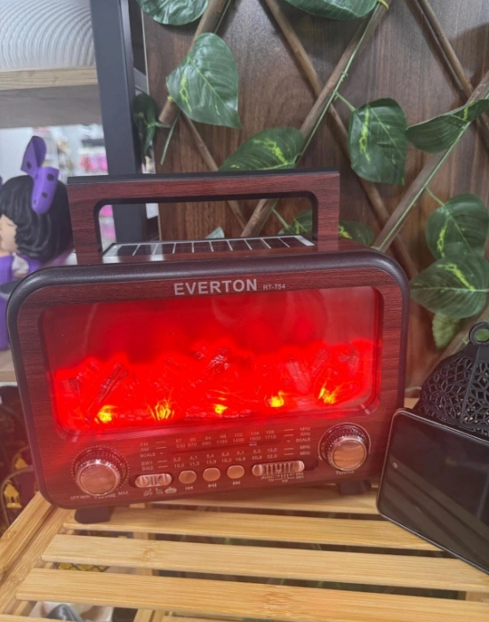 Şömine Görünümlü Nostaljik Radio Güneş Panelli