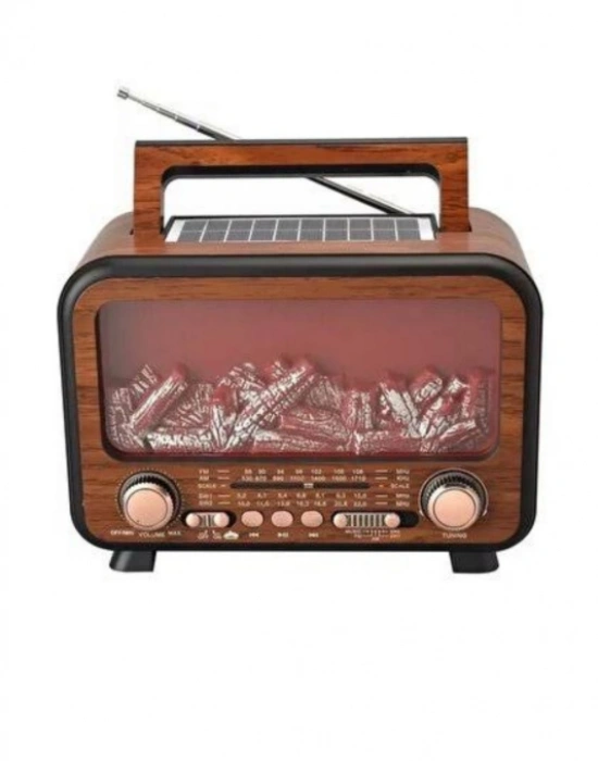 Şömine Görünümlü Nostaljik Radio Güneş Panelli