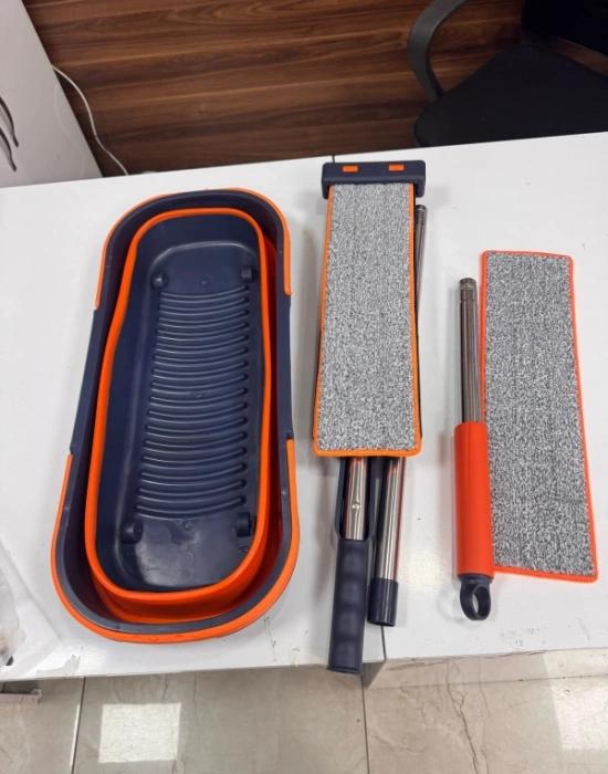 Kendinden Sıkmalı Kova Mop Takım Turuncu Set