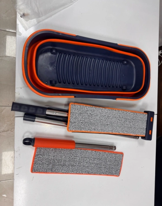 Kendinden Sıkmalı Kova Mop Takım Turuncu Set