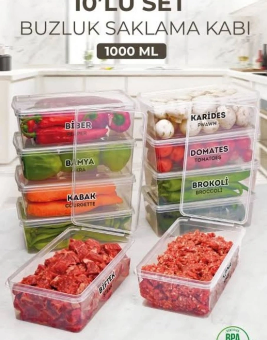 T. 1 Litre Buzluk Saklama Kabı 10 ADET