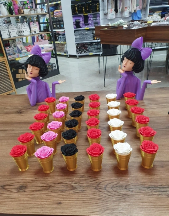 Km Group Kovalı Gül Kahve Yani Obje Biblo Renkli 7 Cm