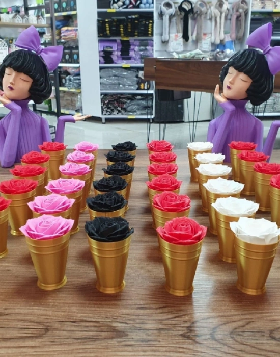 Km Group Kovalı Gül Kahve Yani Obje Biblo Renkli 7 Cm