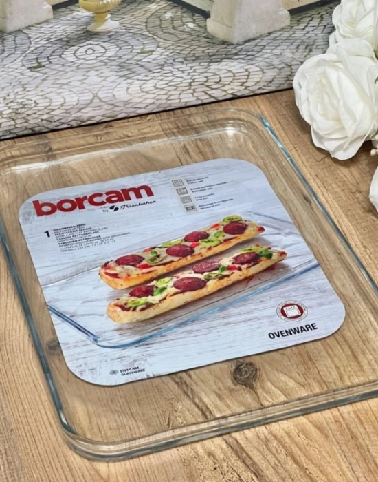 Paşabahçe İnce Sunum Borcam Tepsisi 1025 CC EBAT 33.4 x 24.4 x 2 cm