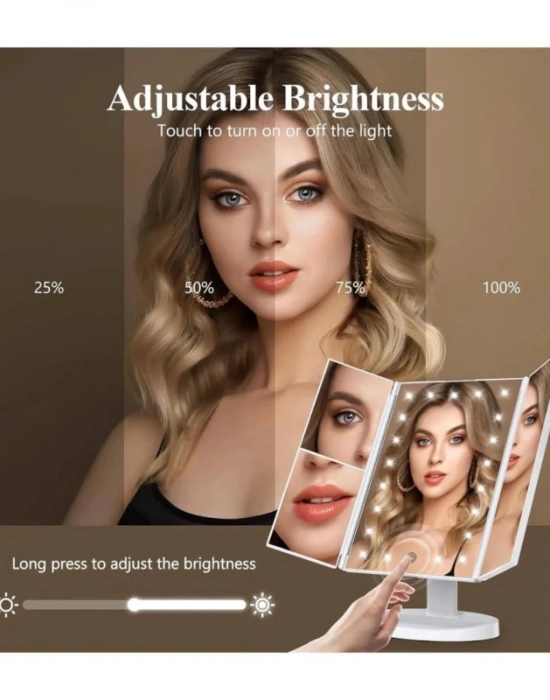 B. Açılır Kapanır Ledli Ayna Deri Görümlü 41 x 32 cm