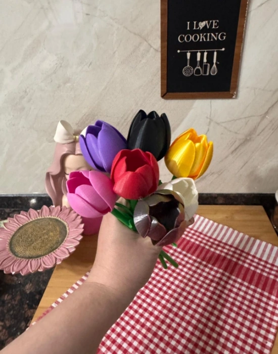 Km Group Lale Gül Baskı Renkli Plastik Adet