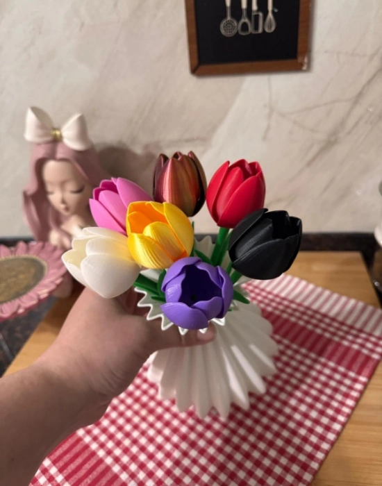 Km Group Lale Gül Baskı Renkli Plastik Adet