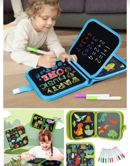 Silinebilir  Doodle Çizim Defteri Tablet 6 Adet Kalem ve 2 Adet Silme Mendil Hediye