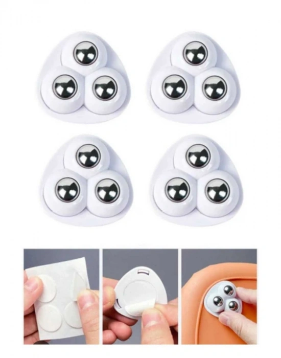 B. 4Lü  Tekerlek Bilyeli Eşya Kaydırma Aparatı Yapışkanlı mx 10kg Tasıma Kapasiteli