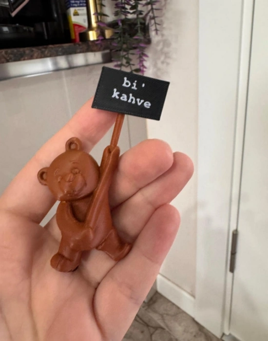 Km Group Ayı Model Bi Kahve Yazılı Kahve Köşesi Biblo Obje ( 1 Adet )