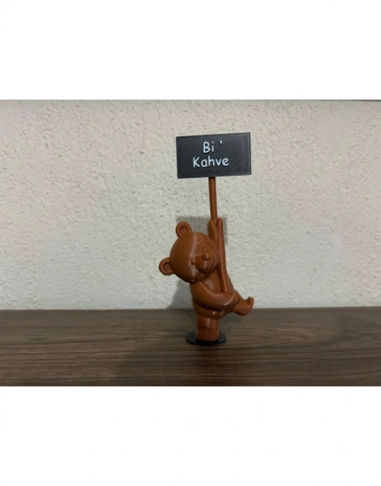 Km Group Ayı Model Bi Kahve Yazılı Kahve Köşesi Biblo Obje ( 1 Adet )