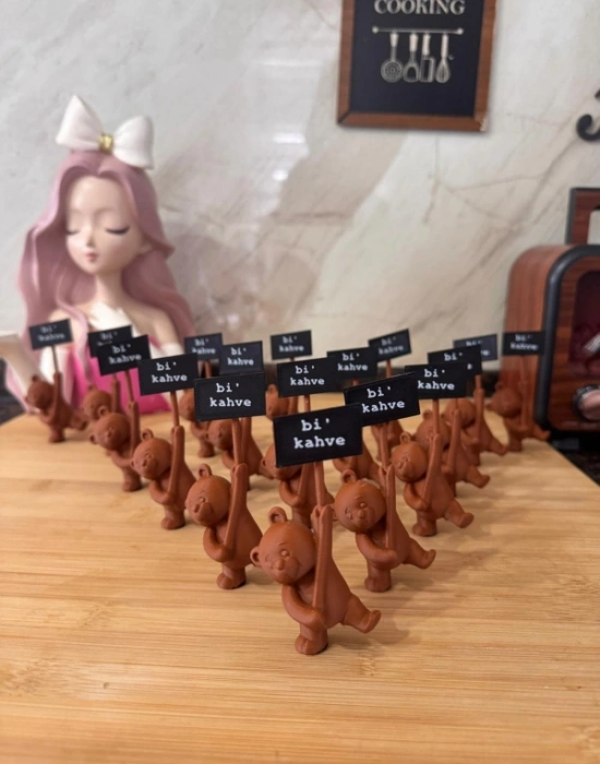 Km Group Ayı Model Bi Kahve Yazılı Kahve Köşesi Biblo Obje ( 1 Adet )