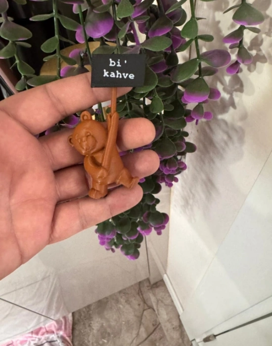 Km Group Ayı Model Bi Kahve Yazılı Kahve Köşesi Biblo Obje ( 1 Adet )