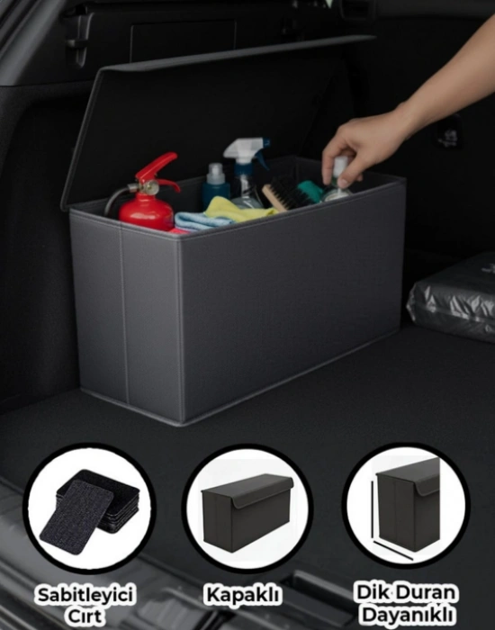 P. Araba Bagaj Çantası Oto Bagaj Organizer Kapaklı Cırtlı Düzenleyici 50 x 25 x 15 CM