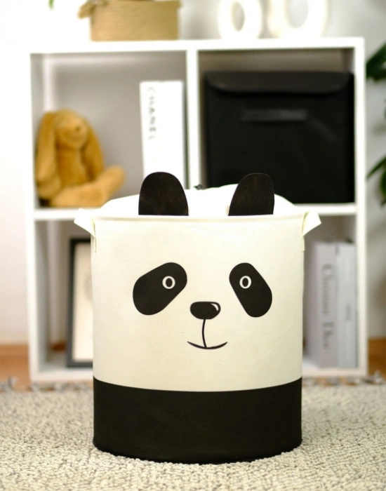 P. Panda Tasarımlı Bebek Çoçuk Odası Fileli Düzenleyici Saklama Kutusu Kirli  Sepeti 37 x 40 cm