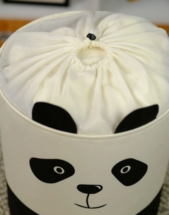 P. Panda Tasarımlı Bebek Çoçuk Odası Fileli Düzenleyici Saklama Kutusu Kirli  Sepeti 37 x 40 cm