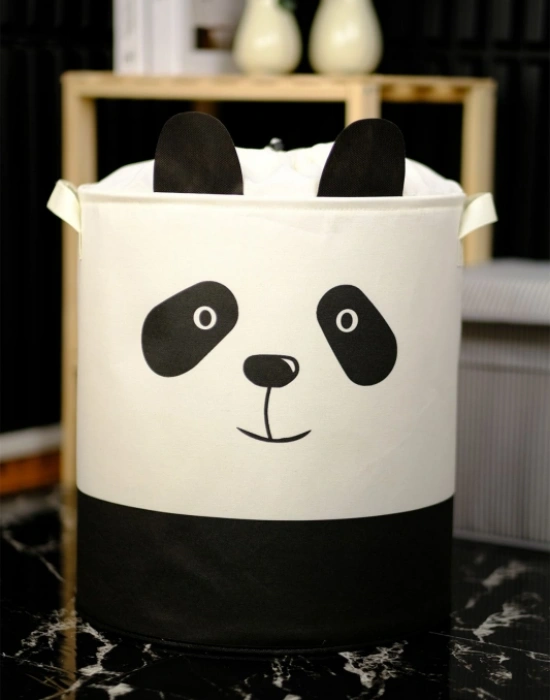 P. Panda Tasarımlı Bebek Çoçuk Odası Fileli Düzenleyici Saklama Kutusu Kirli  Sepeti 37 x 40 cm