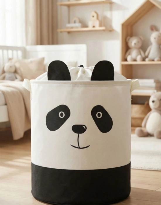 P. Panda Tasarımlı Bebek Çoçuk Odası Fileli Düzenleyici Saklama Kutusu Kirli  Sepeti 37 x 40 cm
