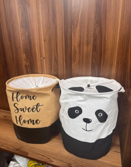 P. Panda Tasarımlı Bebek Çoçuk Odası Fileli Düzenleyici Saklama Kutusu Kirli  Sepeti 37 x 40 cm