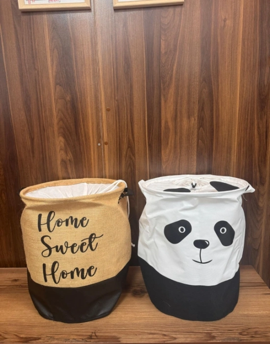 P. Panda Tasarımlı Bebek Çoçuk Odası Fileli Düzenleyici Saklama Kutusu Kirli  Sepeti 37 x 40 cm