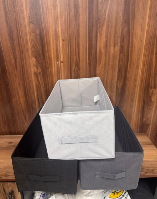 P. Koyu Gri Tela Dolap İçi Düzenleyici Kutu Organızer ( 1 ADET) 45x25x20 CM