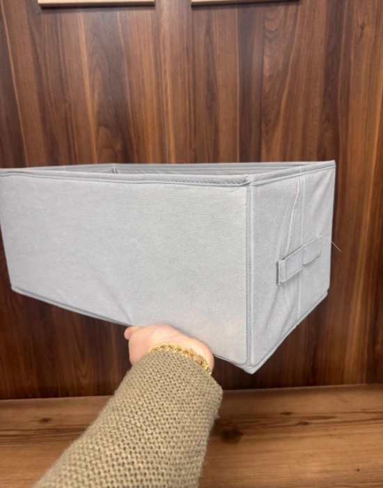 P. Koyu Gri Tela Dolap İçi Düzenleyici Kutu Organızer ( 1 ADET) 45x25x20 CM