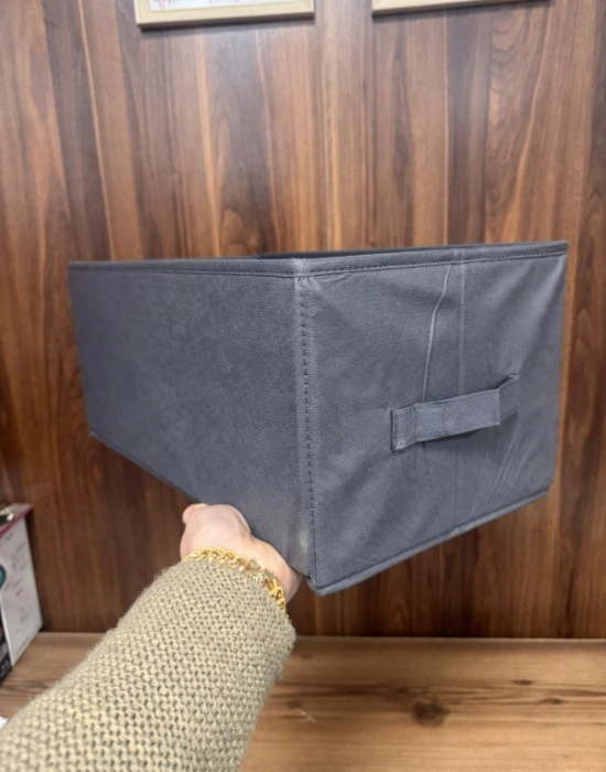 P. Koyu Gri Tela Dolap İçi Düzenleyici Kutu Organızer ( 1 ADET) 45x25x20 CM