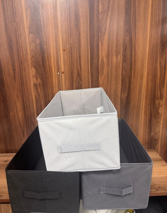 P. Koyu Gri Tela Dolap İçi Düzenleyici Kutu Organızer ( 1 ADET) 45x25x20 CM