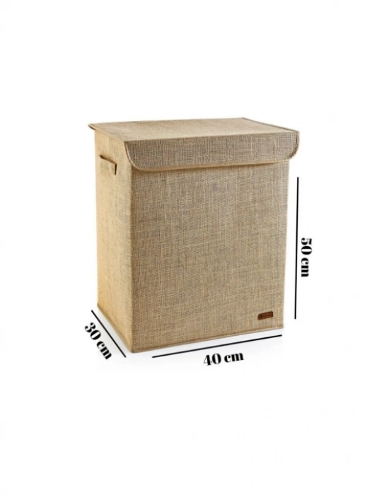 P. Jüt Kapaklı Katlanır Kirli Çamaşır Çocuk Odası Oyuncak Saklama Kutusu Sepet 40x50x30 cm