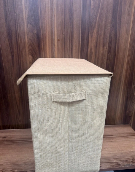 P. Jüt Kapaklı Katlanır Kirli Çamaşır Çocuk Odası Oyuncak Saklama Kutusu Sepet 40x50x30 cm