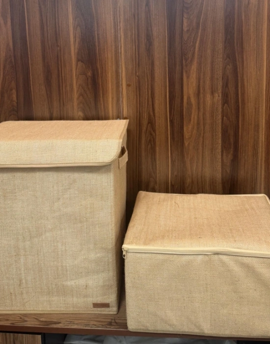 P. Jüt Kapaklı Katlanır Kirli Çamaşır Çocuk Odası Oyuncak Saklama Kutusu Sepet 40x50x30 cm