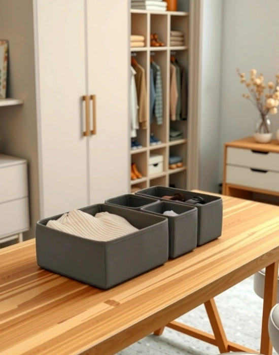 P. 4Lü Antrasit Çekmece İçi Organizer Kutu Düzenleyici Sepet Seti