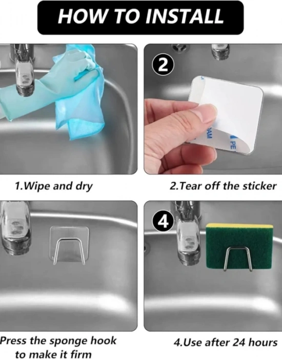 Krom Yapışkanlı Bulaşık Sünger Tutucu Evye Düzenleyici Süngerlik 5 x 5 Cm