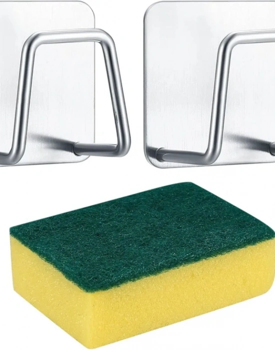 Krom Yapışkanlı Bulaşık Sünger Tutucu Evye Düzenleyici Süngerlik 5 x 5 Cm
