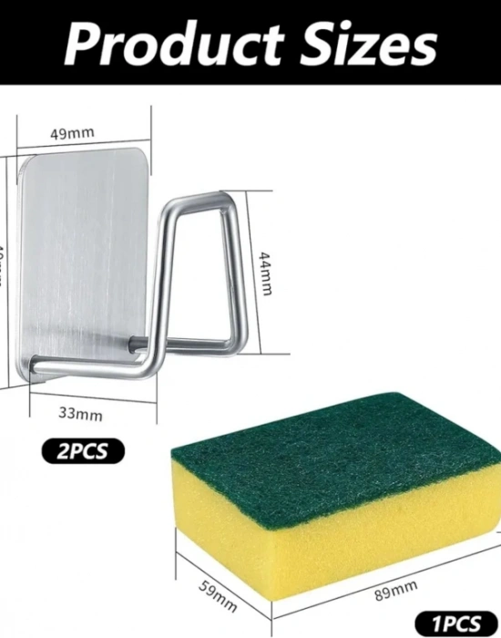 Krom Yapışkanlı Bulaşık Sünger Tutucu Evye Düzenleyici Süngerlik 5 x 5 Cm