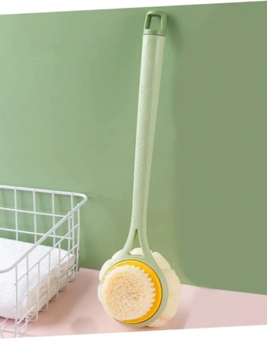 2si 1 Arada Uzun Saplı Duş Fırçası masaj Etkili Kıl ve Lifli Çift Yönlü Banyo Fırçası