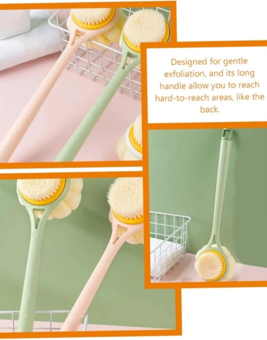 2si 1 Arada Uzun Saplı Duş Fırçası masaj Etkili Kıl ve Lifli Çift Yönlü Banyo Fırçası