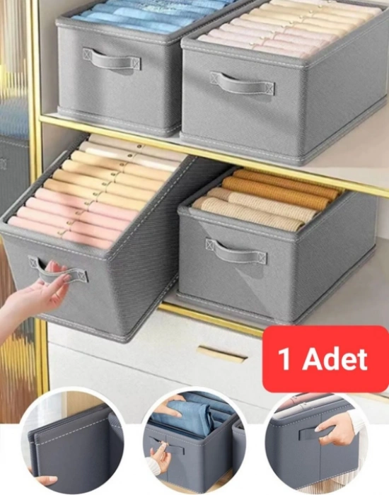 P. Açık Gri Tela Dolap İçi Düzenleyici Kutu Organızer ( 1 ADET) 45x25x20 CM