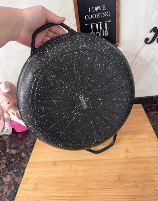 Chefiora Marka Döküm Büyük Boy Saç Kavurma Tavası 36 x 6 Cm