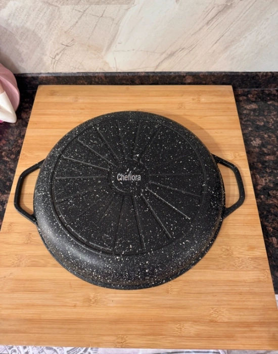 Chefiora Marka Döküm Büyük Boy Saç Kavurma Tavası 36 x 6 Cm